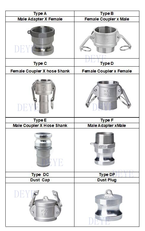 Aluminium SS304 SS316 Camlock Quick Couplings 6'' 8'' 10'' 12''