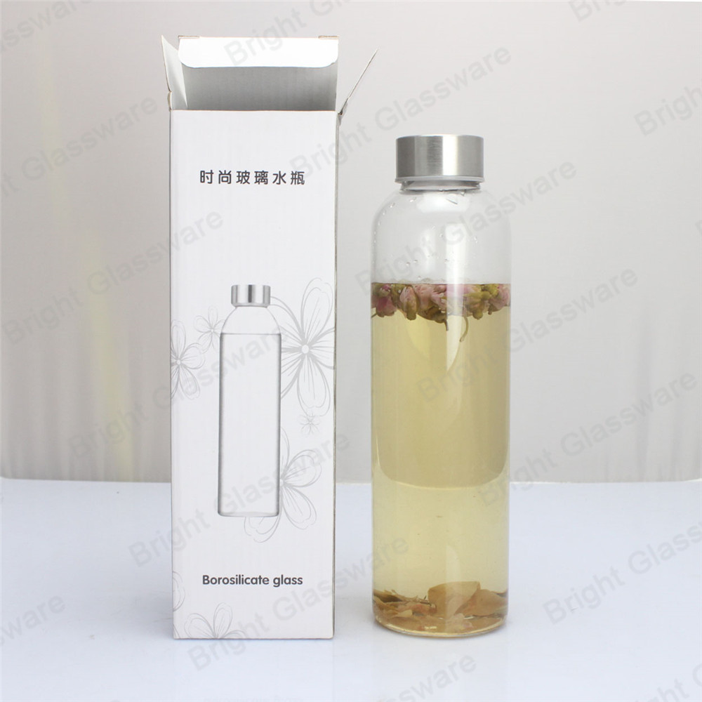 500ml 550ml 650ml 750ml High borosilicate glass water bottle with lid