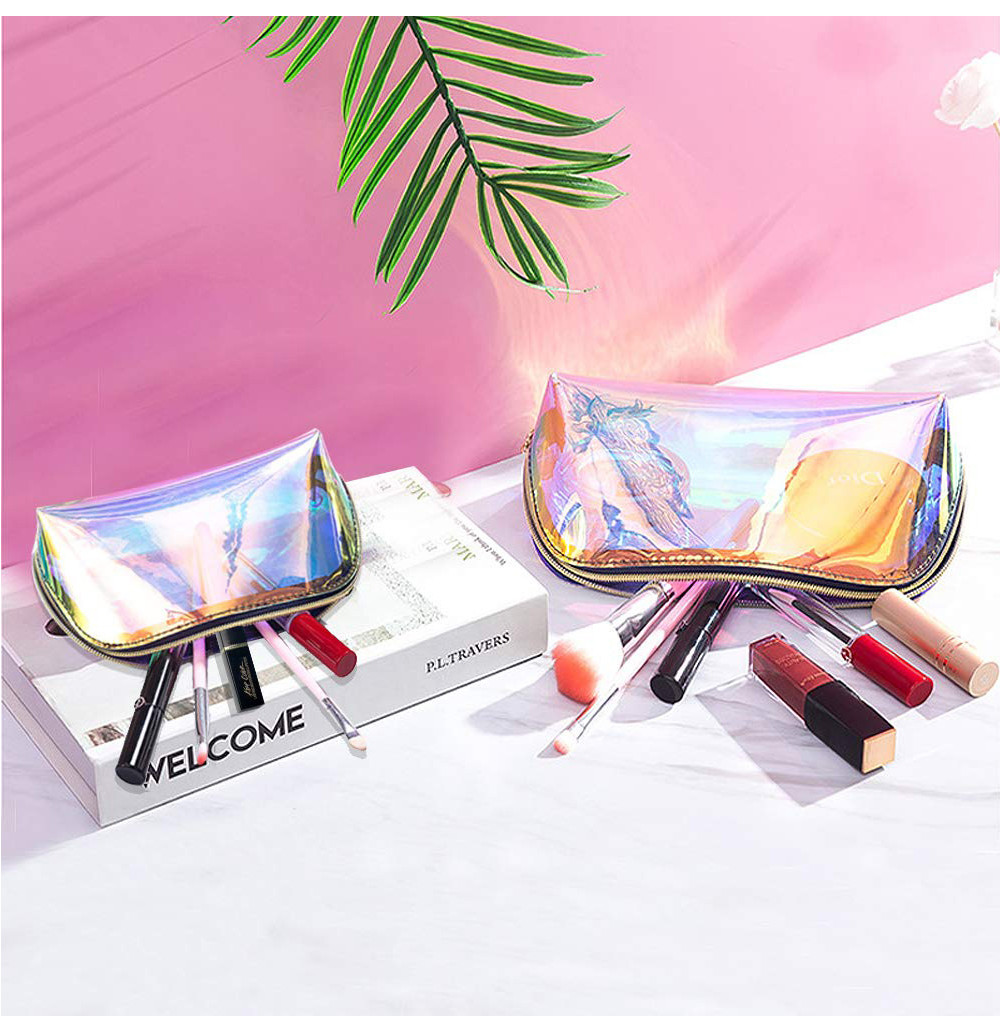 Girls Waterproof Portable Toiletry Bag With Gold Zipper