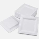 Microwavable 10 Inch Square Paper Plates Disposable Bagasse Plates Compostable