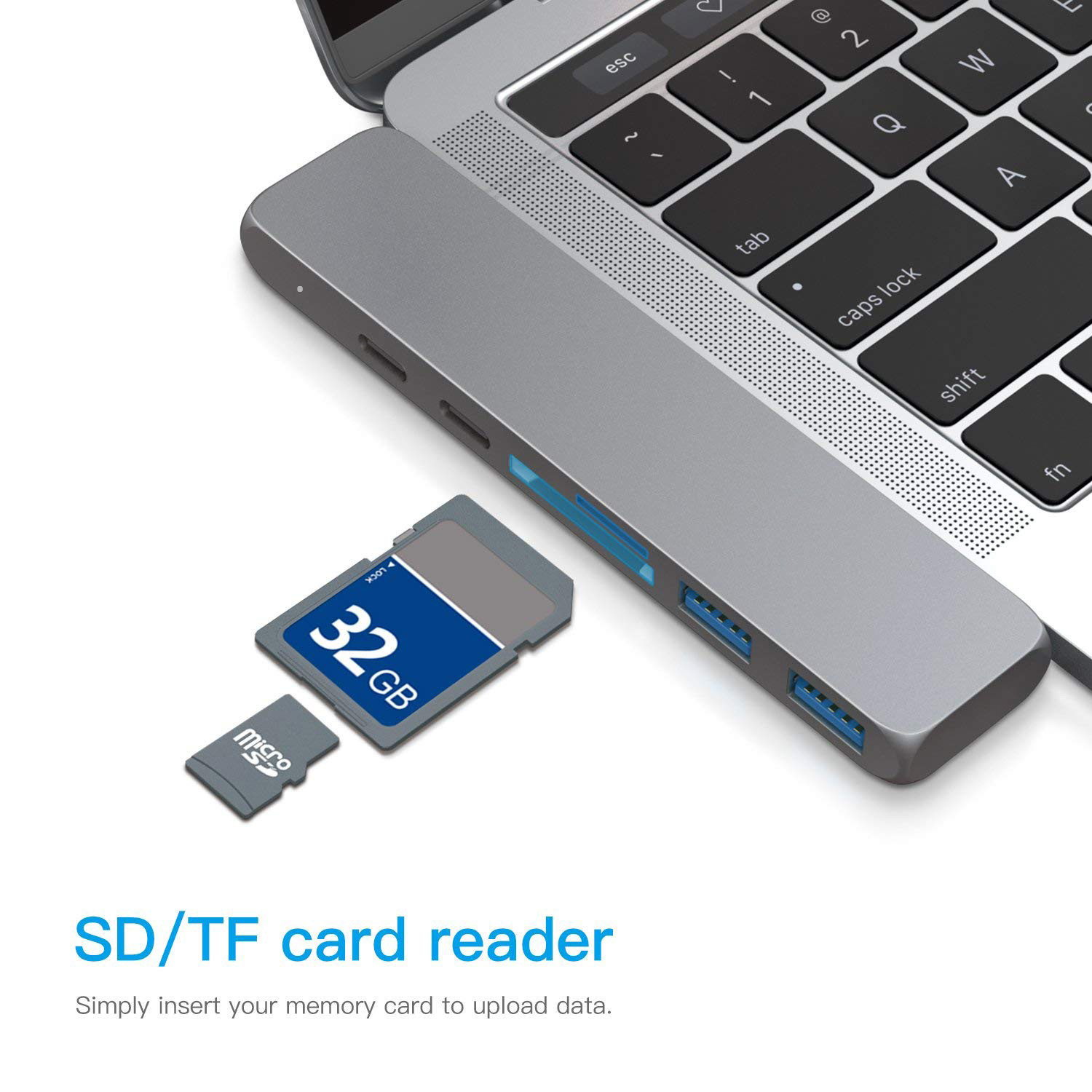 Thunderbolt 3 dual usb-c hub with SD Card reader for 2016 / 2017 / 2018MacBook Pro USB-C adapter