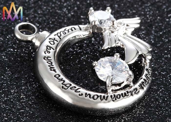 14.5G Moon Shaped Cremation Engraved Necklace Charms