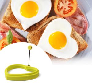 China Eco-friendly Heart Shaped Silicone Egg Ring Mould With Handle wholesale