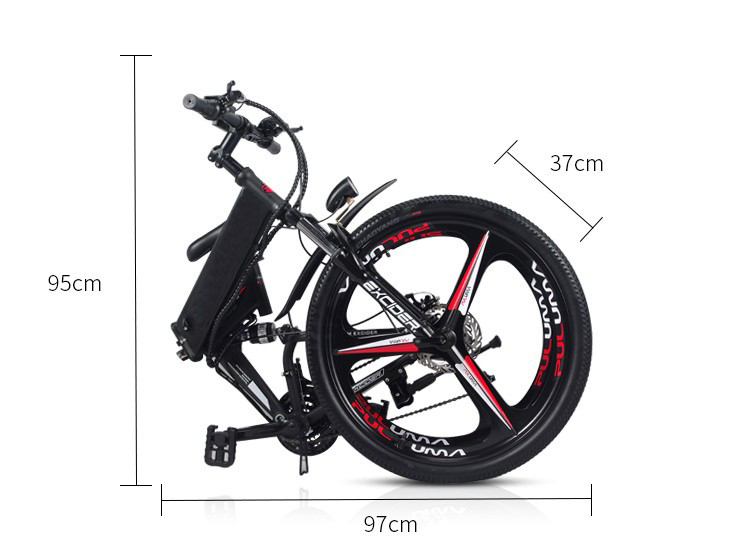 48V 10AH Folding Electric Mountain Bike with 21 Speed Gears and Shimano 3*7 Derailleur