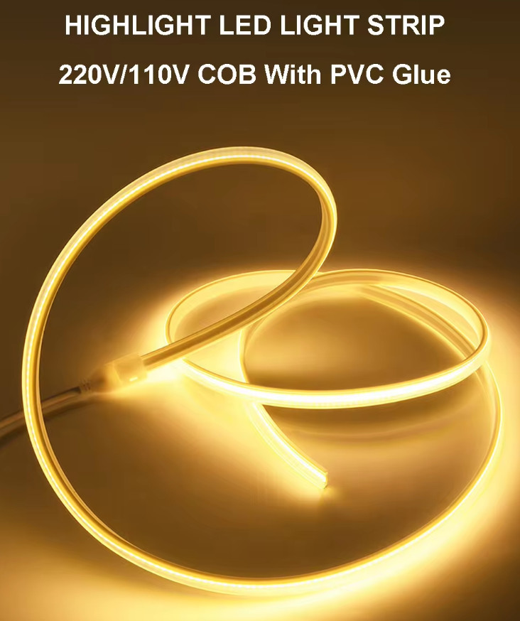 High Voltage 110V 220V Indoor Outdoor Waterproof IP65 LED Cob Strip Lights For Shopping Mall Home Decorations