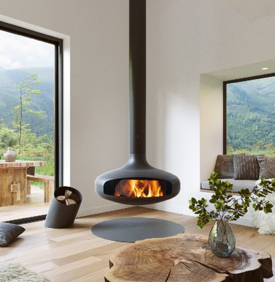 Quality Customizable Ceiling Hanging Log Burners 600mm Suspended Wood Burning Stove for sale