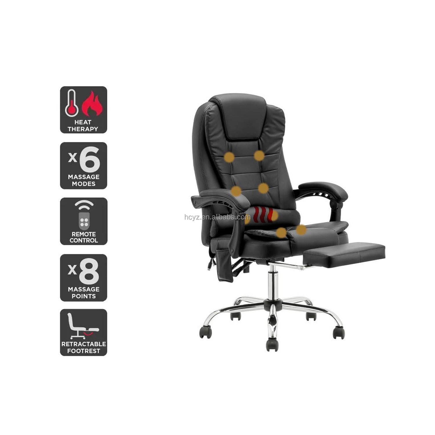 Traditional Design Style Gaming Chair with Heater Function and Synthetic Leather Cover