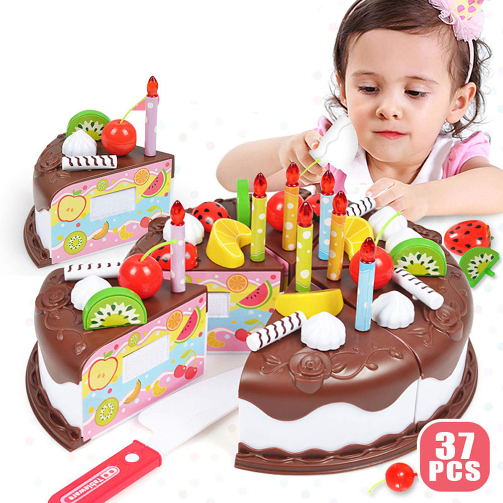 Unisex Play House Baby Can Cut Cake Toy Kitchen Set for DIY Birthday Cake Pretend Play