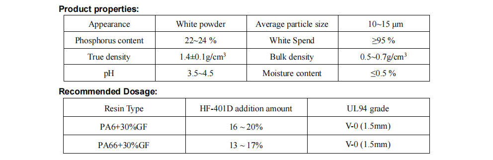 HF-401D Halogen-Free Nylon Flame Retardant for PBT Applications