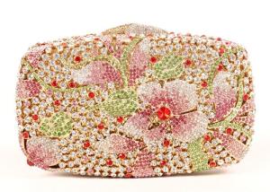 China Elegant Bling Women Clutch Gold Purse With Flower Rhinestone Crystal wholesale