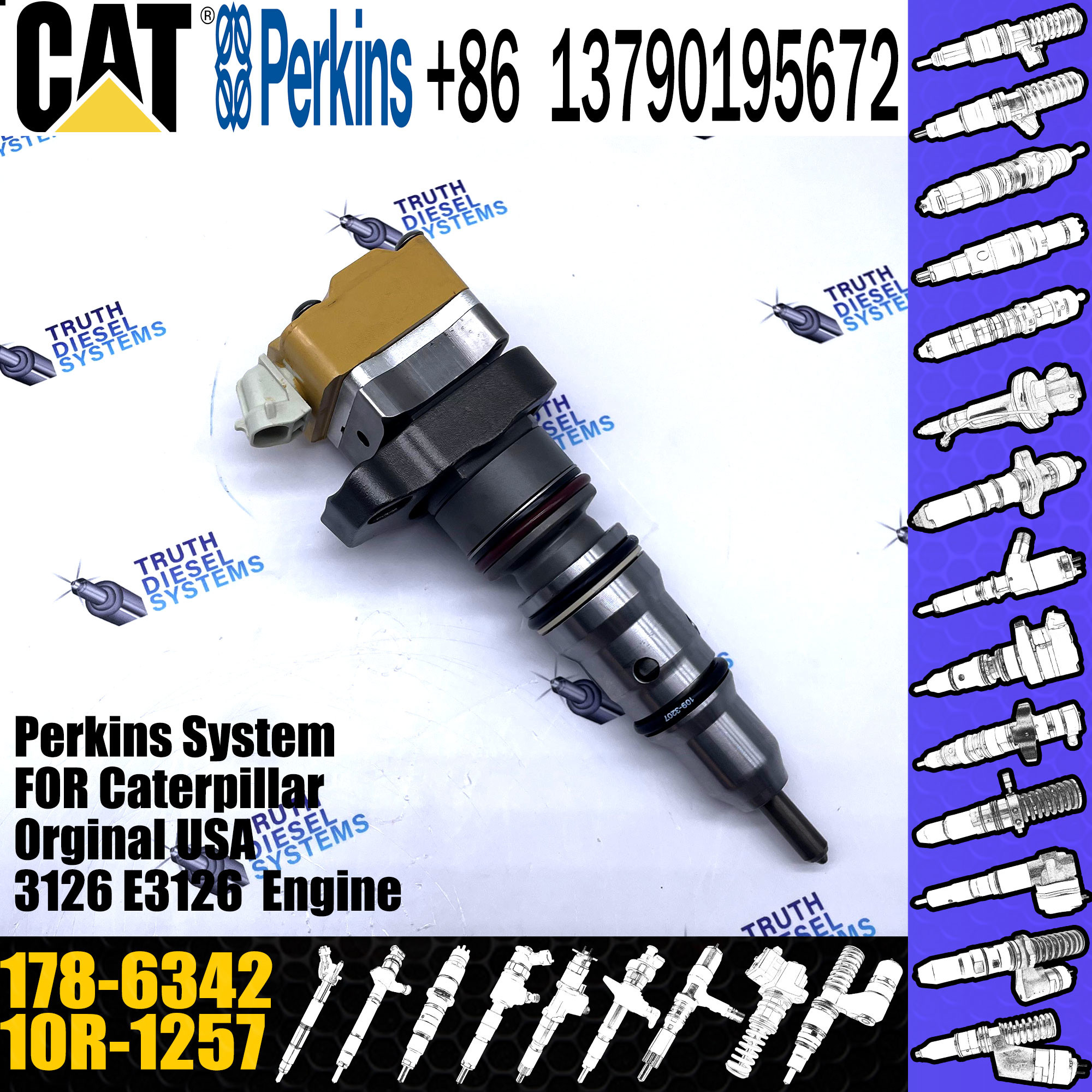 Fuel Injector Diesel Fuel Injector 128-6601 1286601 10R-0782 178-6342 for CAT 3126 E3223C 3126B Engine Parts