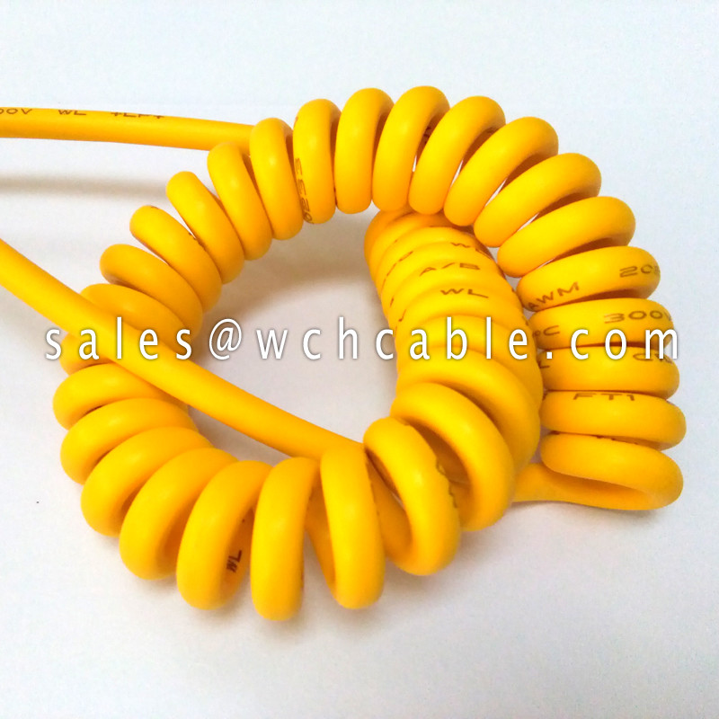 Abrasion Resistant Elastomer Jacketed Retractable Spiral Cable UL20057, UL20327, UL20618