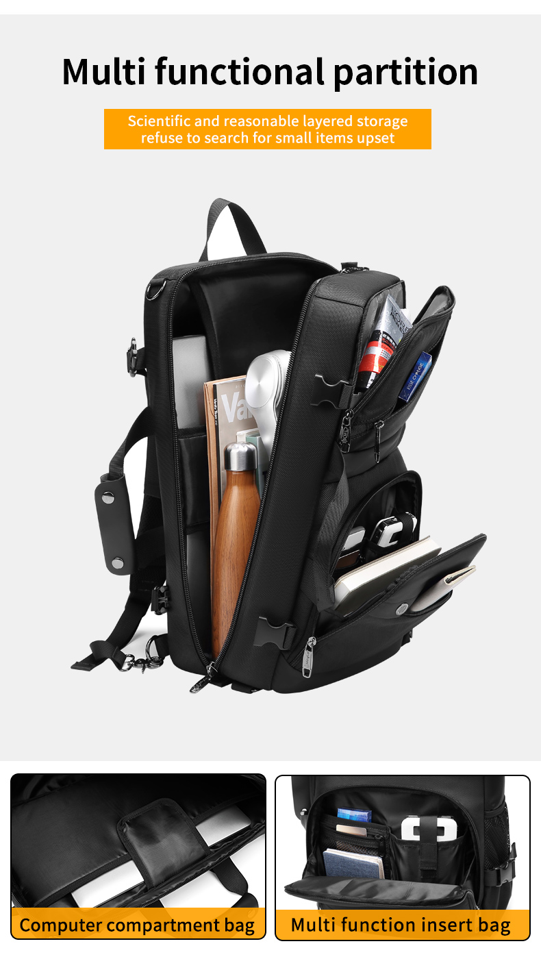 Multifunctional Waterproof Business Backpack Accept Customizable Logo