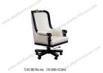 White Leather Swivel Chair In Carved Arm TS-002
