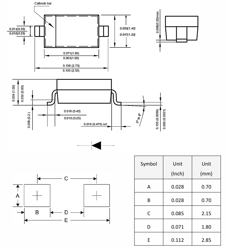 BZT52C36S 36V 300mW Zener Diode with ±5% Tolerance SOD-323 Package Low Leakage 5mA Test Current Halogen-Free AEC-Q101 Qualified Tape and Reel