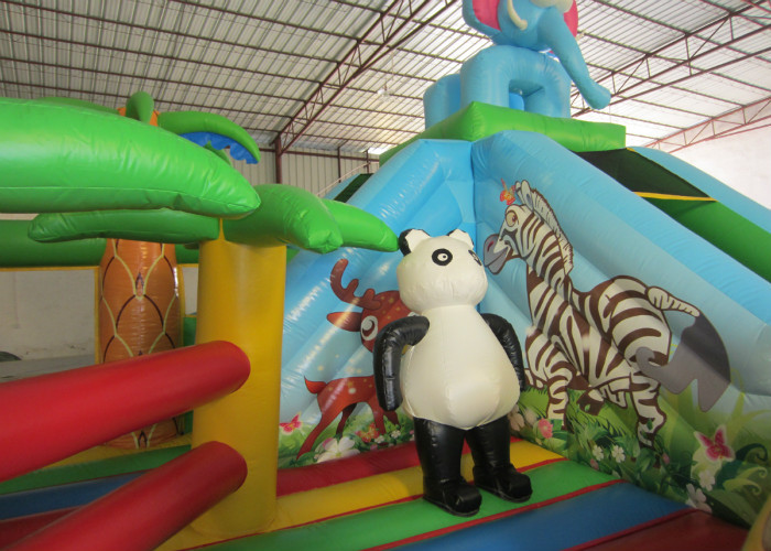 Inflatable Fun City Zebra Elephant Themed Fun City Inflatable Safari Park Jumping House With Slide