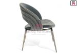 Hollowed Back Upholstered Dining Chair Chrome Color Stainless Steel Legs