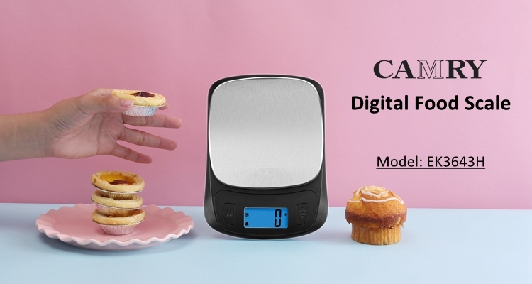 Camry Stainless Steel Smart 5kg/1g Digital Kitchen Balance Touch Button Weighing Scales for Weight Measuring and Balance