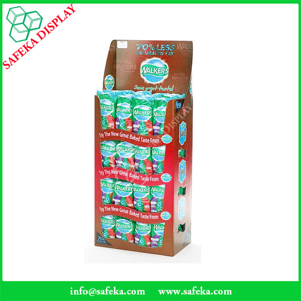 Creative cardboard displays design Merchandising chips display template cardboard floor display stand for snacks