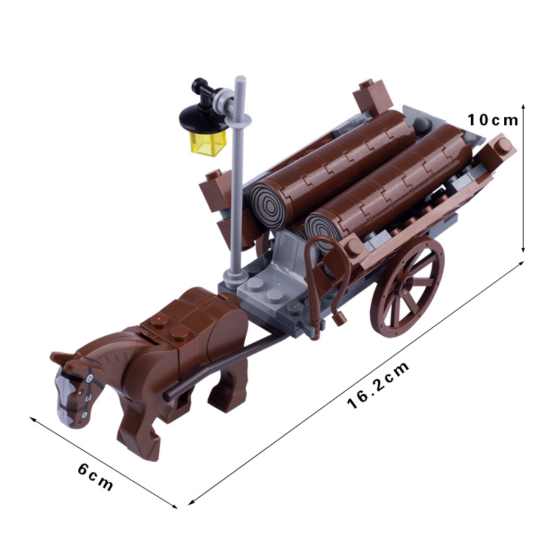 Medieval City Scene Military Building Blocks Set with Man Carriage Soldier and Chariot