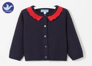 China Flounce Collar Trim Girls Cardigan Sweaters Buttons Clousure Kid Knitwear wholesale