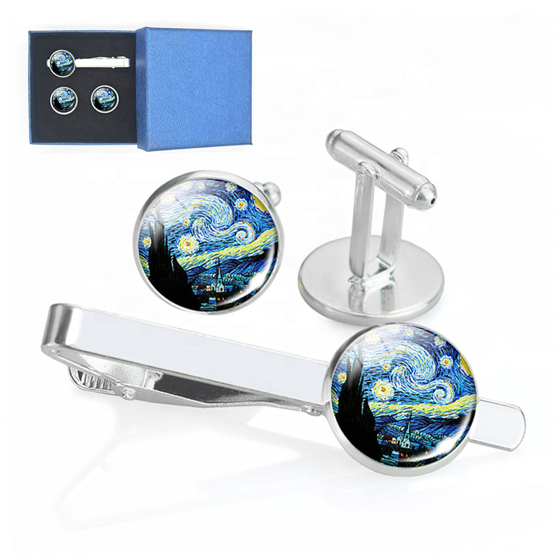 Men'S Metal Shirt Cuff Clips Love Knot Engraved Cufflinks And Tie Clip