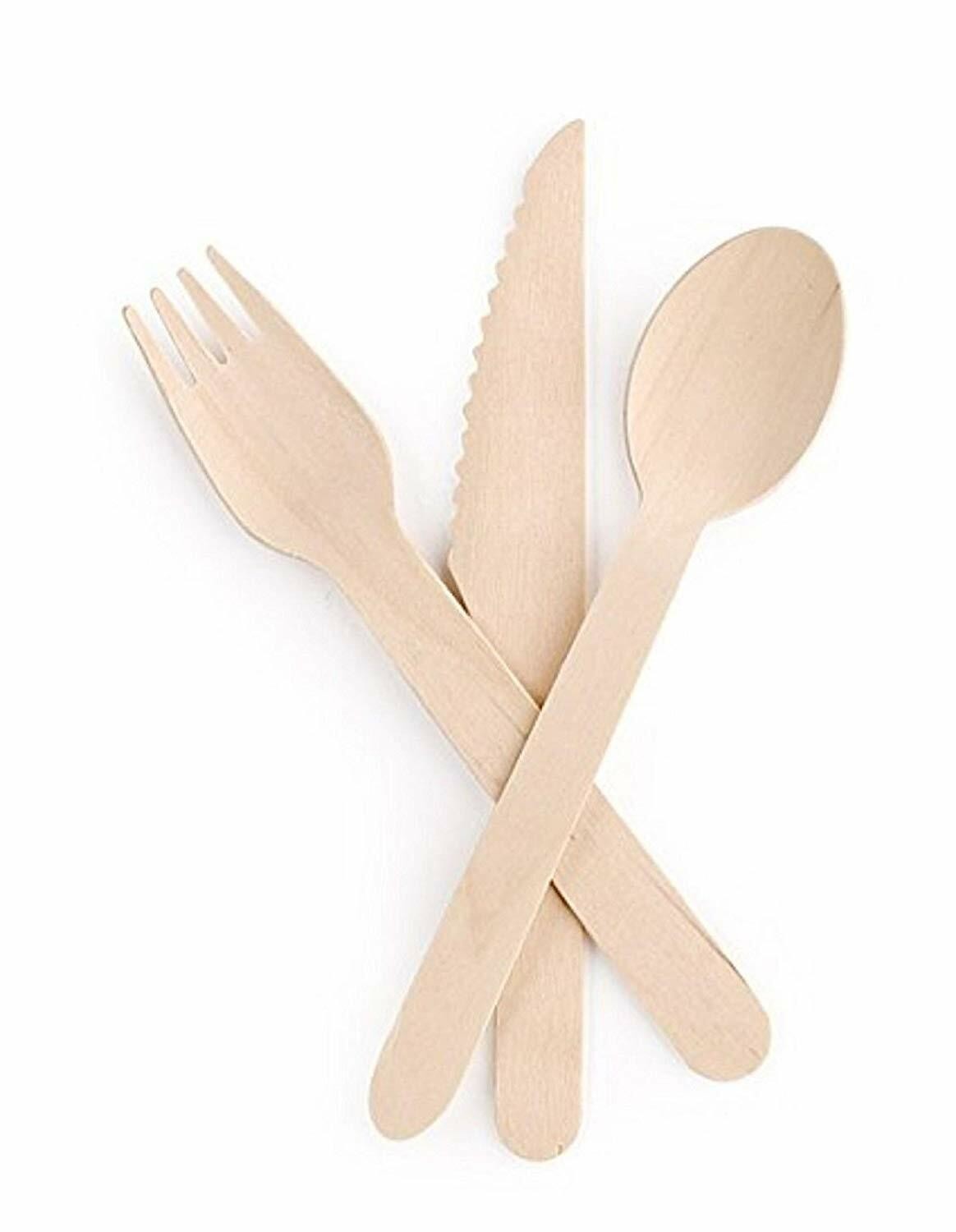 Durable Environmentally Disposable Wooden Cutlery With Wooden Type Biodegradable Cutlery