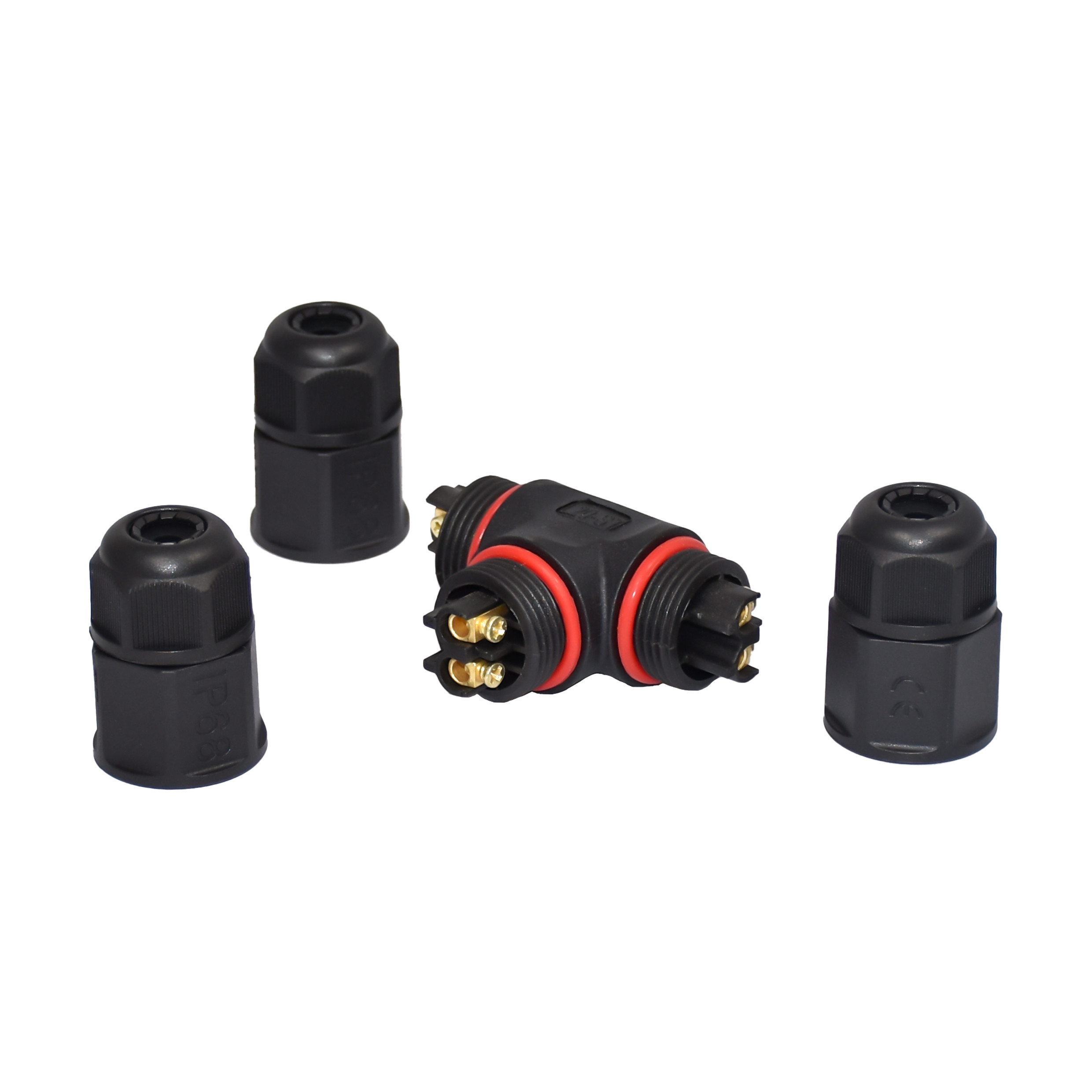 M20 2 PIN Outdoor IP67 T Type Waterproof Power Cable Connector 2 Pin To Dual 2 Pin