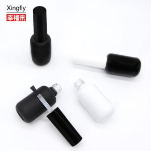 China 9ml Round Empty Glass Uv Gel Nail Polish Bottle Matte Black With Brush Cap wholesale