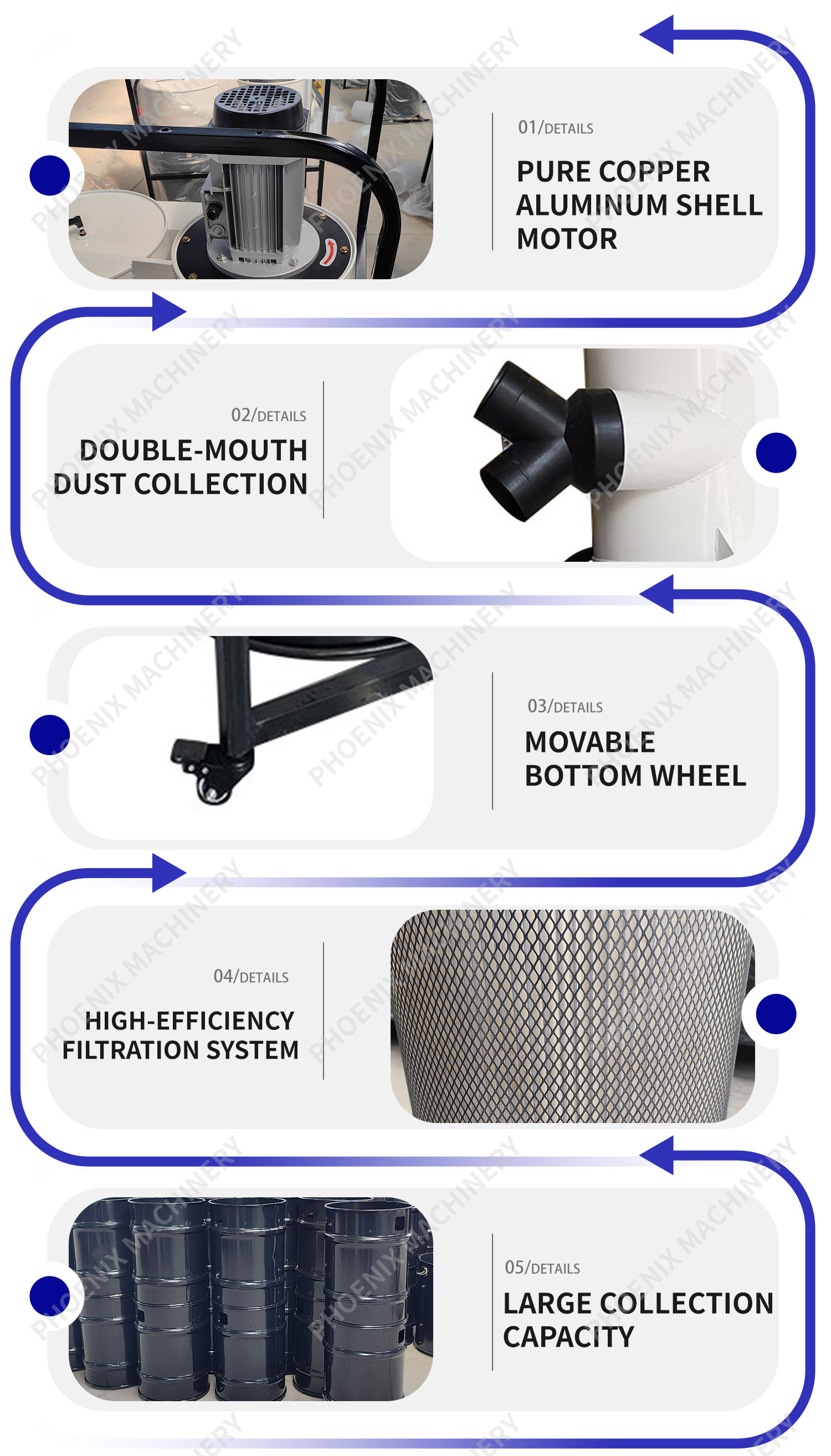 2200m3/h Air Flow Cyclone Dust Collector for Industrial Grade Workshop Weighing 65kg