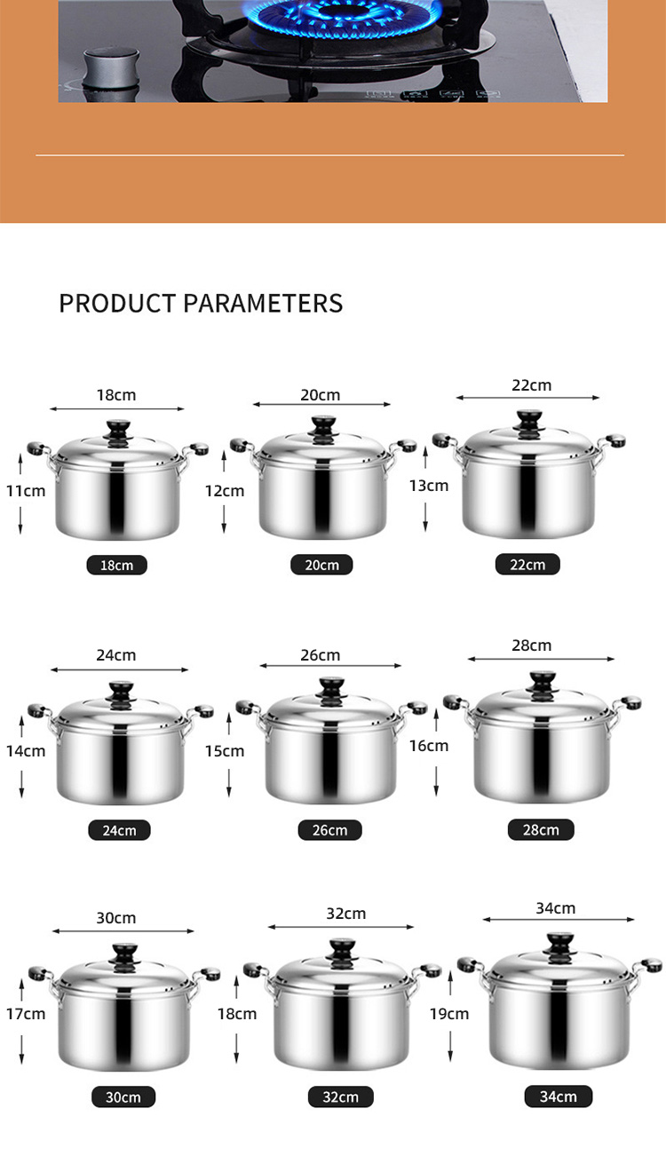 Best Sale Cooking Soup Pot Kitchen Stainless Steel Soup & Stock Pot With Visual Pot Lid