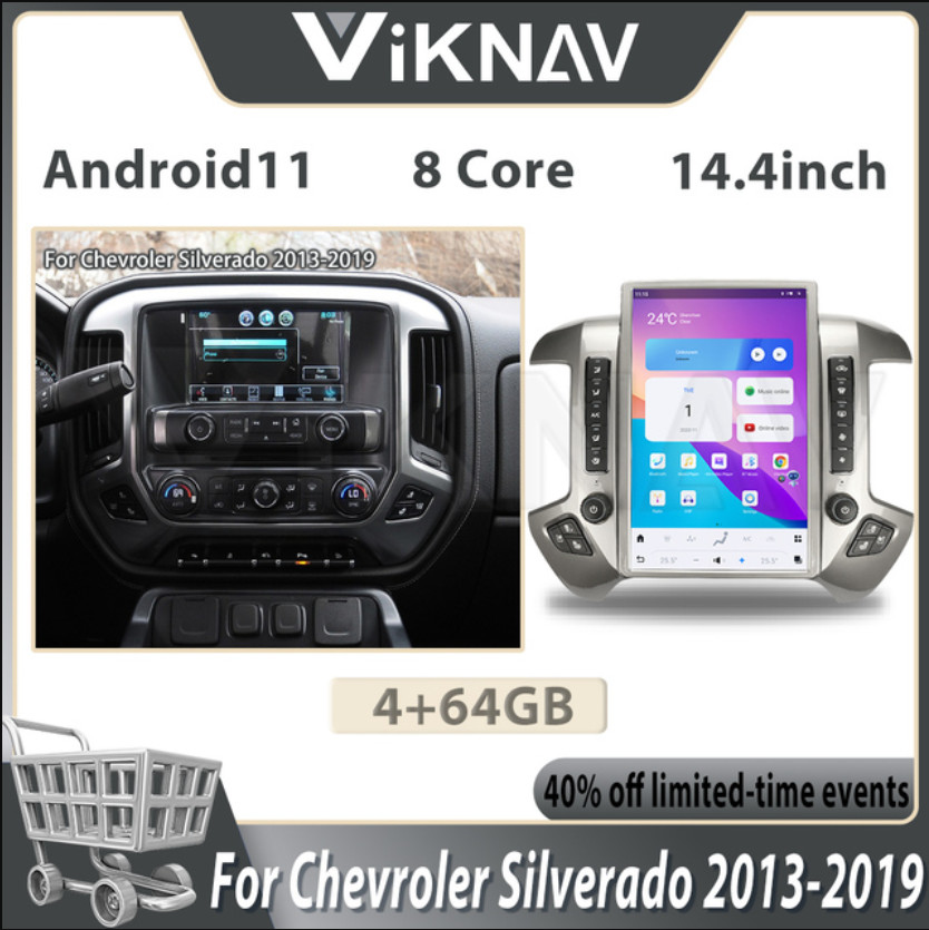 14.4 inch Touch Screen Car radio For 2013-2019 Cheveroler silverado 2014-2020 GMC SIERRA GPS Multimedia Player Carplay