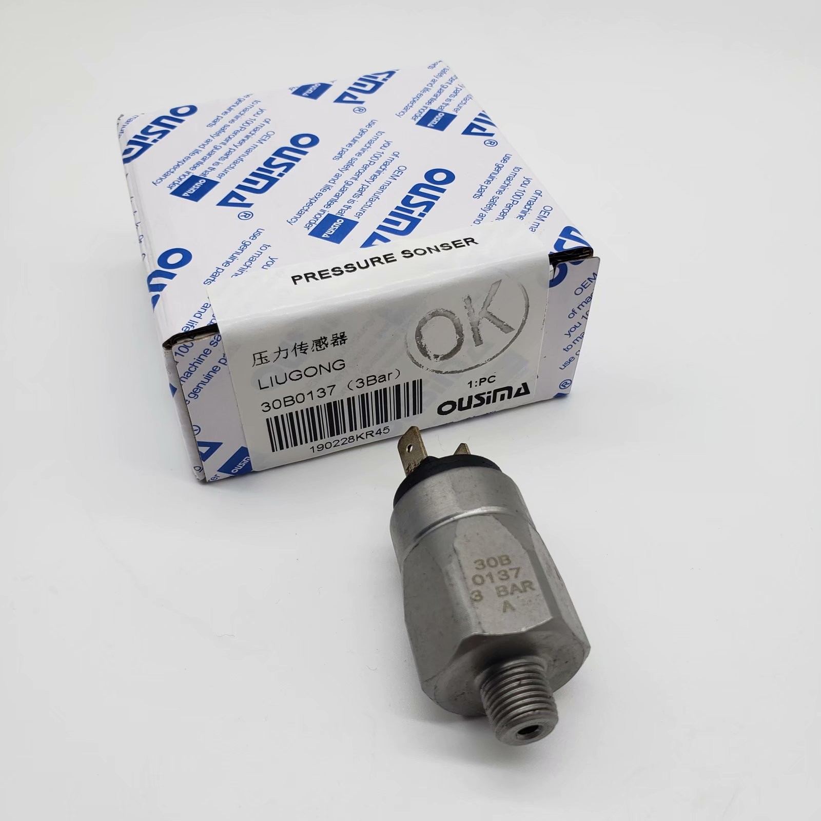 OUSIMA Pressure Sensor 30B0137 Excavator Part 30B0137(3Bar) For LIUGONG