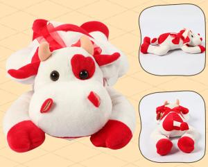 China Lying Pose RedBull Red Cow Milka Cow Plush Toys wholesale