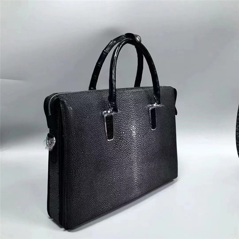 Authentic Stingray Skin Men's Large 15'' inch Passcode Briefcase Genuine Crocodile Leather Top-handle Male Totes Purse
