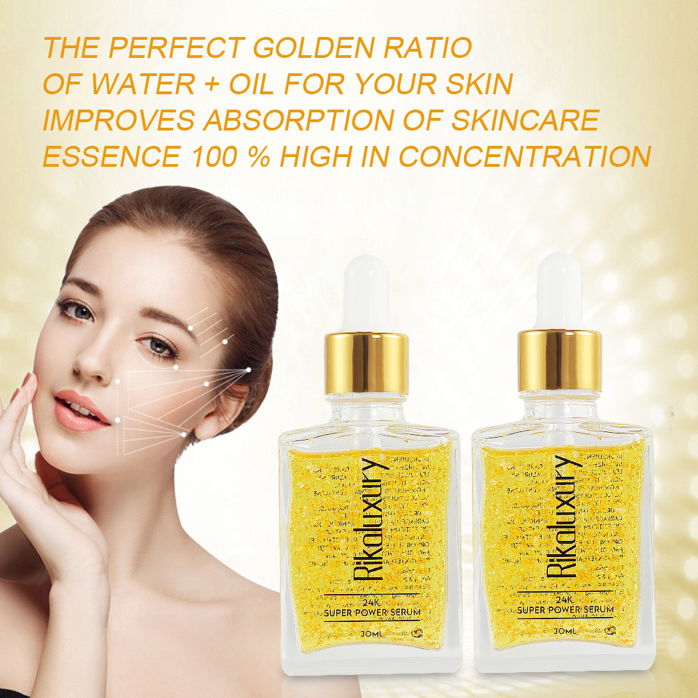 Wholesale Firm Skin Essence Anti Wrinkle Anti Aging Whitening 24K Gold Face Serum Essential Oil 30ml