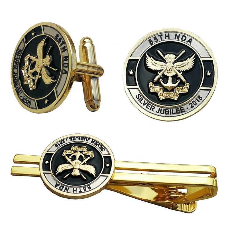 Custom Cufflink Tie Clips Set Soft Enamel Color For Men'S Suit Shirt