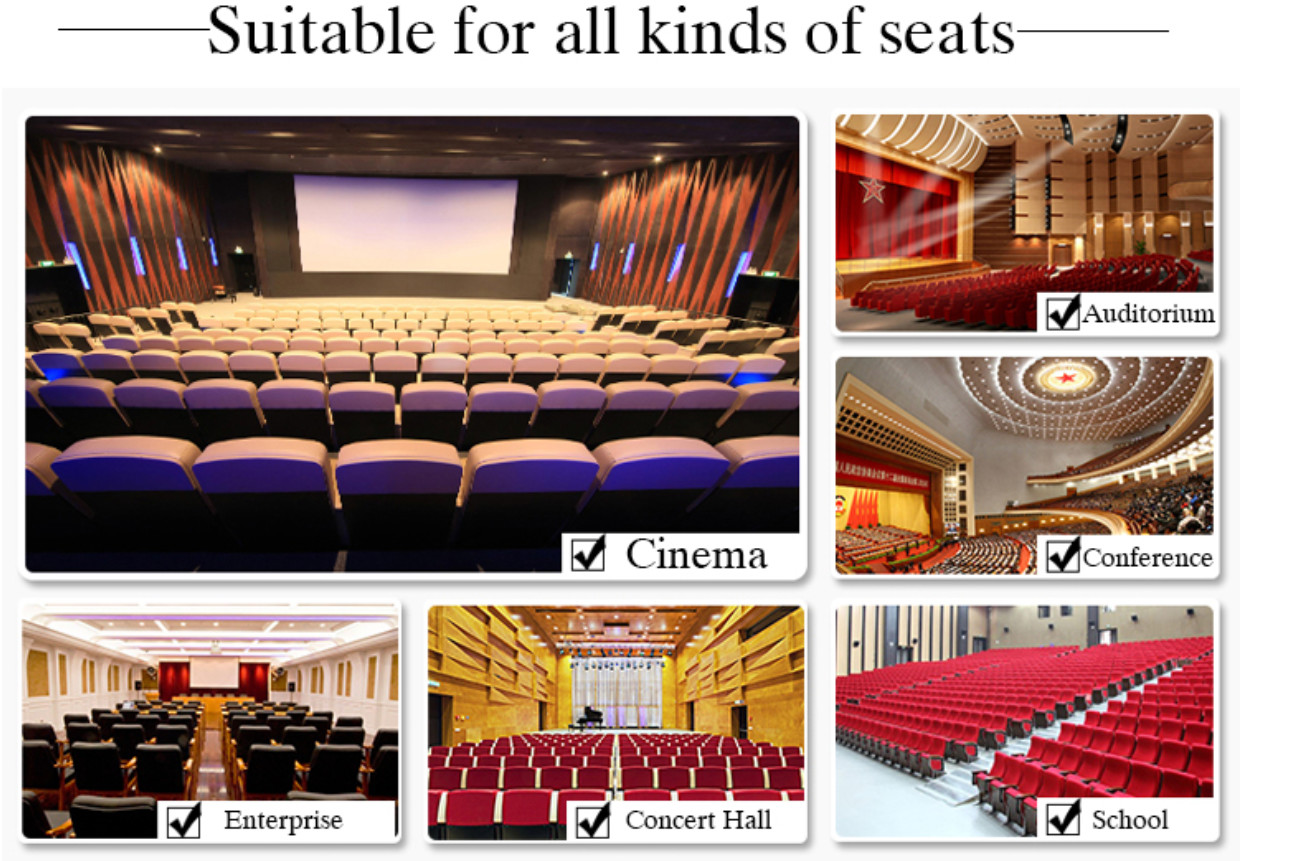 Hypoallergenic Red Movie Theater Cinema Hall Chairs With Crimson Wood Washable