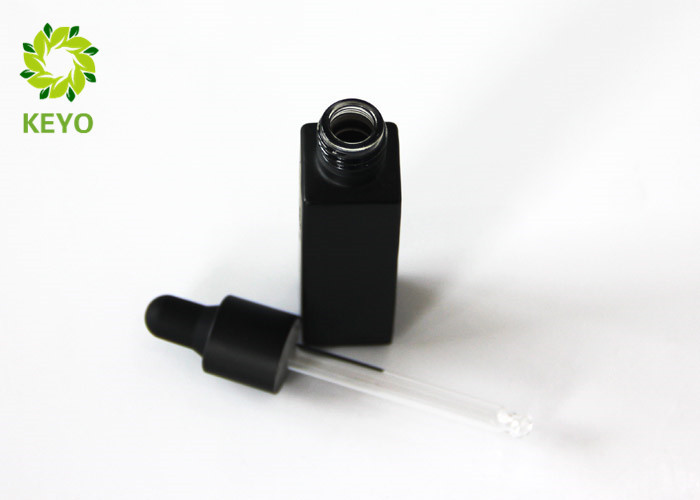 Matte Black Empty Essential Oil Bottles , Square Shape 10ml Glass Dropper Bottles