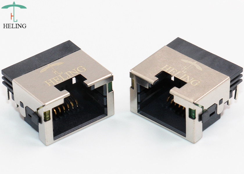 Through Hole 8 Pin RJ45 Connector Female Crimp Terminal Right Angle For Ethernet Router