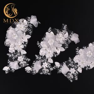 China Girls Dress 3D Flower Lace Trim Decoration Beaded Polyester wholesale