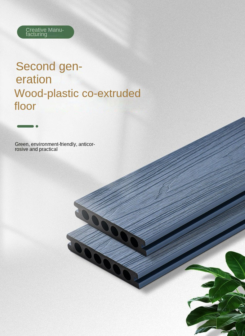 138x23mm WPC Decking Boards Gray Co - Extruded Wood Plastic Outdoor Flooring Garden Terrace