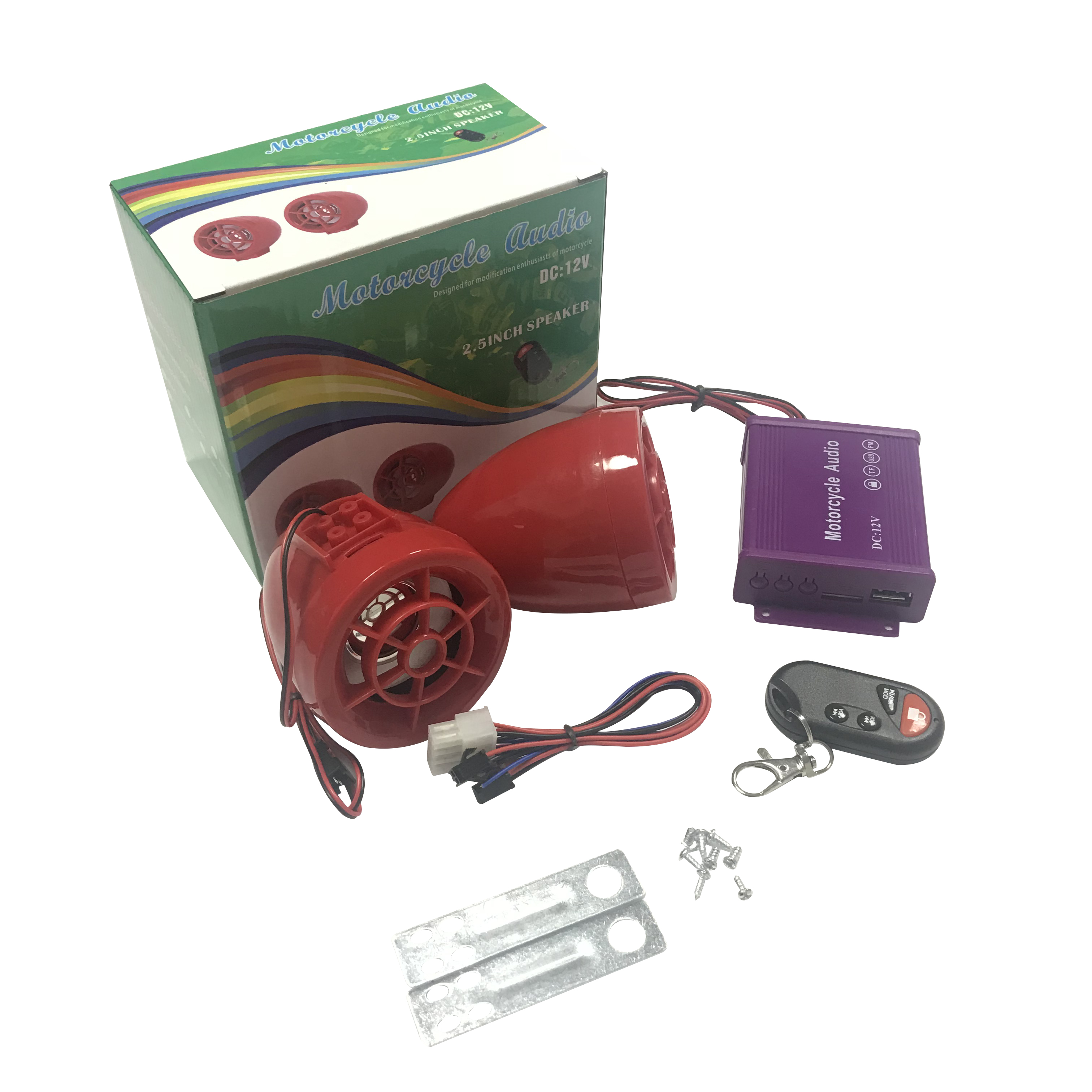 Plastic DC12V Motorcycle Sound System , 100M 2.5inch Motorbike Music Player