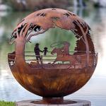 900mm Decorative Corten Globe Steel Fire Pit Handcrafted