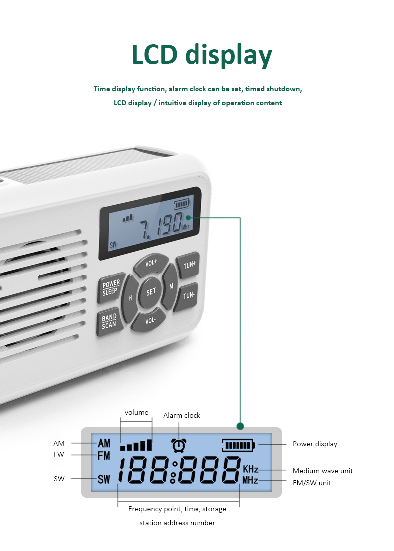 Portable Hand Cranked Emergency Radio Solar Powered For Disaster Prevention