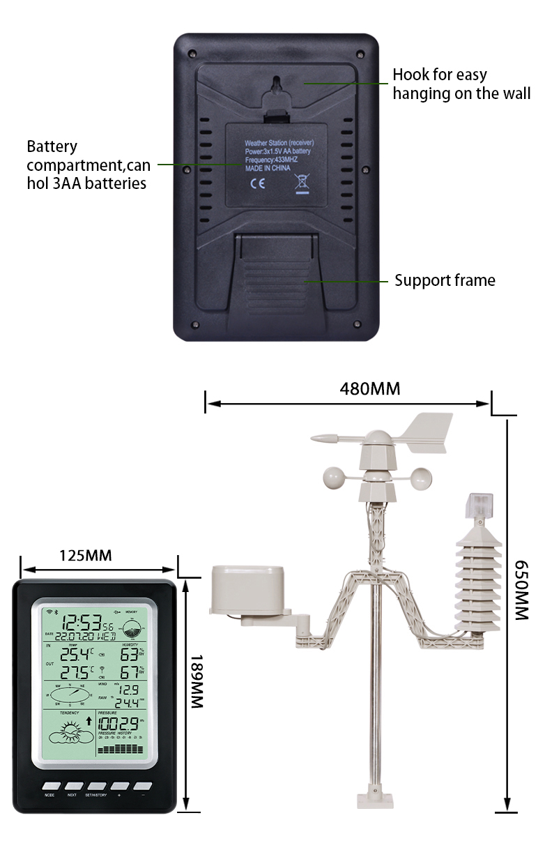 Rain Gauge Sensor Farm Wireless Data Logger With Color Screen Display And Solar Power