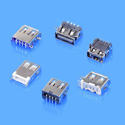 Female LCP Housing PCB Mount USB Connectors USB Type A PCB Connector Gold Plating