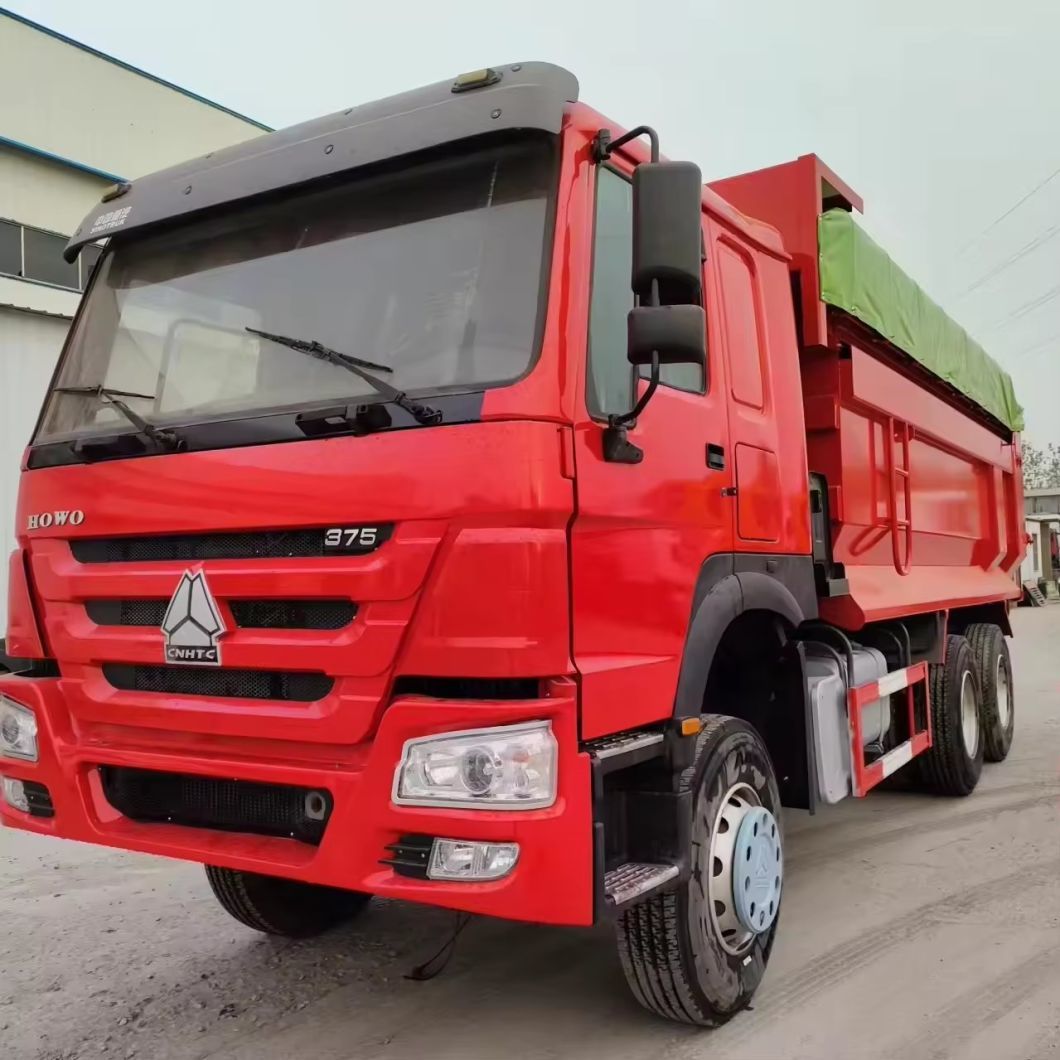 HOWO Dump Truck 12 Tires Tipper Trucks 6X4 Used HOWO Dump Truck in Red for Sale