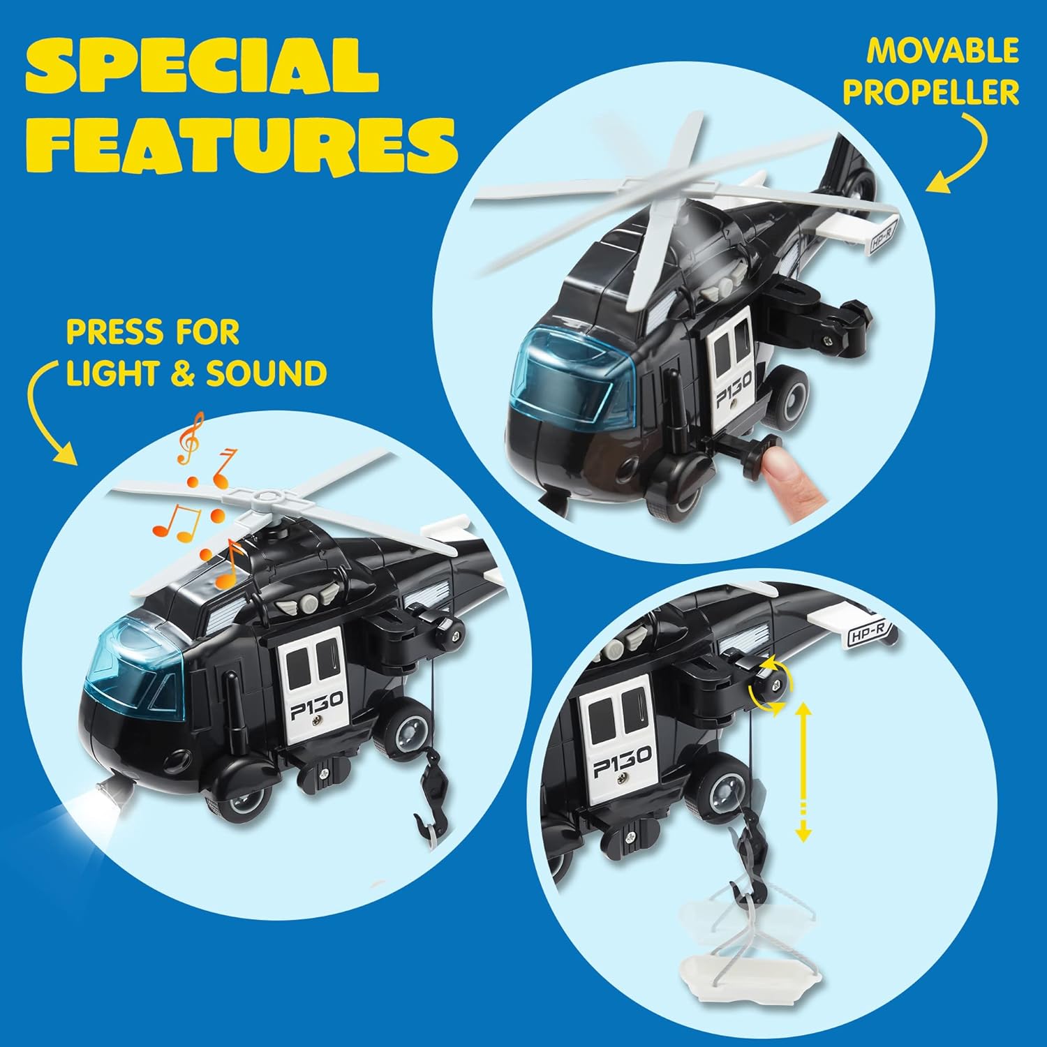 Police Car Emergency Vehicle Friction Powered Car Birthday Gifts for Boys Girls Age 3-9