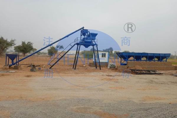 HZS50 Skip Hopper Stationary Concrete Batching Plant / High Precision Mixing